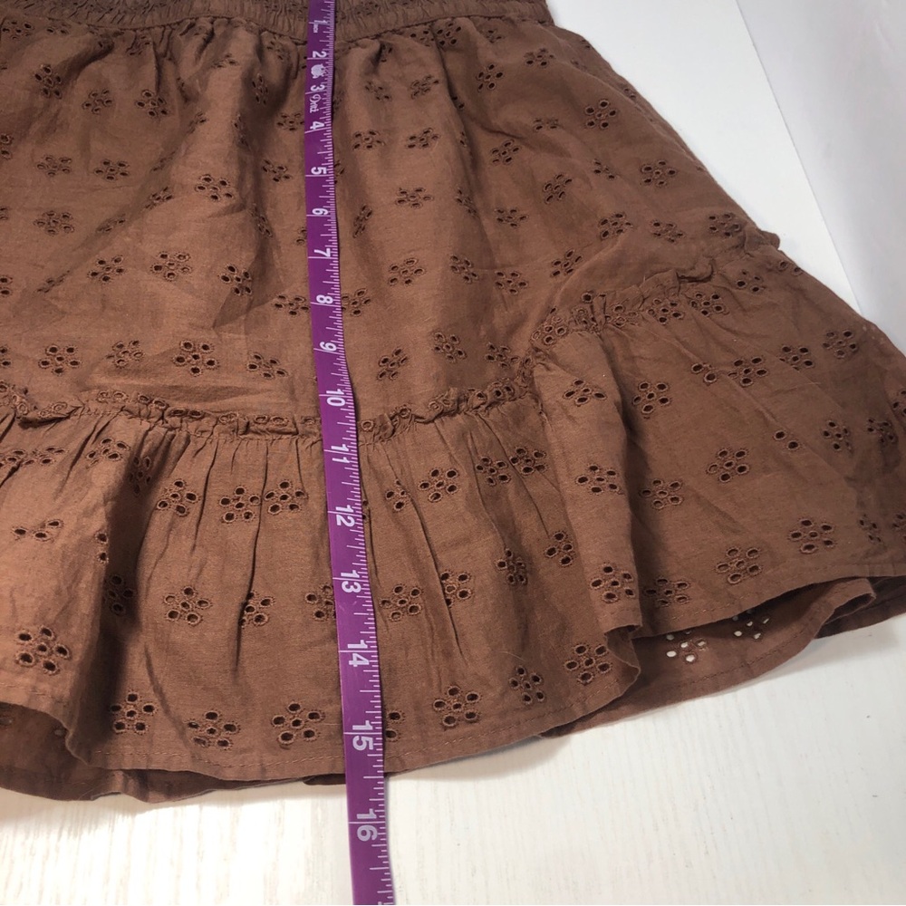NWT HOLLISTER Skirt Women XS Ultra Mini High Rise Mini Brown Eyelet Boho Peasant - Picture 6 of 6